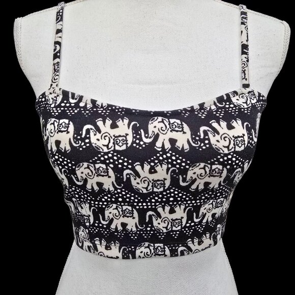 Forever 21 Elephant Print Cami ✦ Cropped Boho Travel Vibes ✦ Adjustable Stretch - Picture 4 of 10